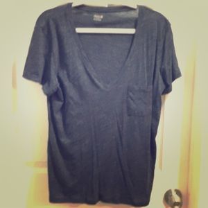 Blue V neck Madewell T shirt